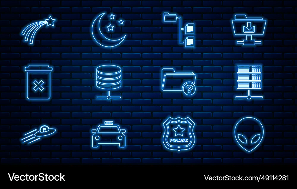Set line alien server data web hosting folder Set line alien server data web hosting folder vector image