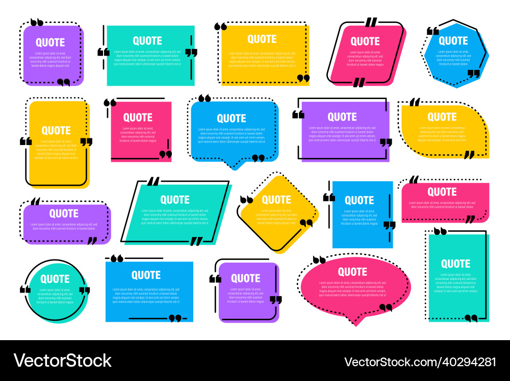 Set of colorful isolated quote frames speech Set of colorful isolated quote frames speech vector image