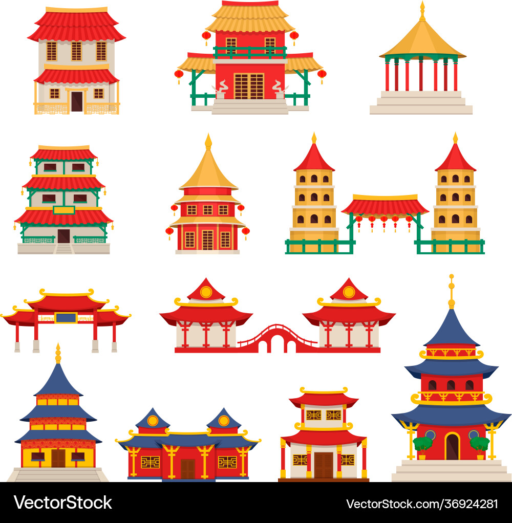 Traditionelle chinesische Gebäude asiatische Architektur Traditionelle chinesische Gebäude asiatische Architektur vektorbild