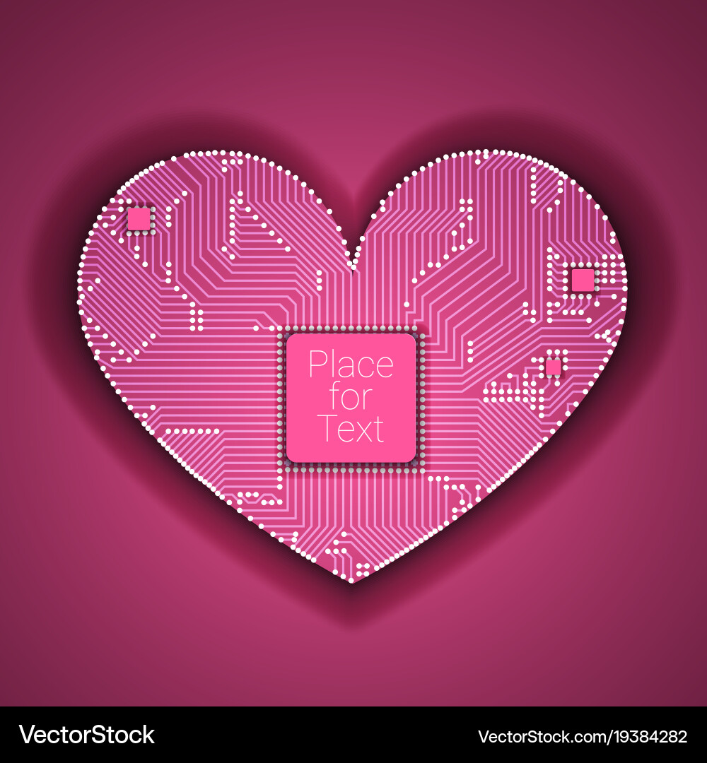 Circuit board heart with processor inside Vector Image