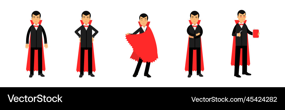 Count dracula character in red cape with fangs Vector Image