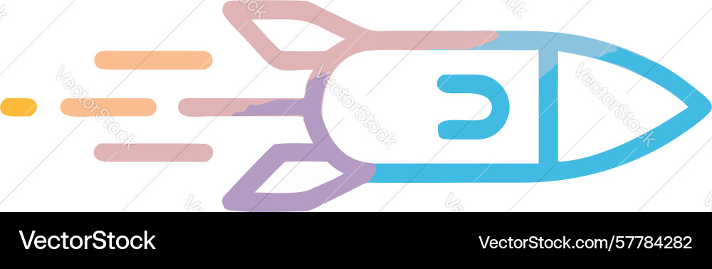 Dynamic blue rocket ship with speed lines design Vector Image