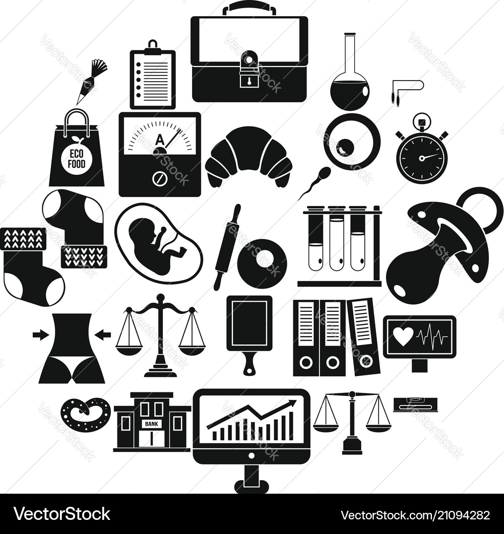 Estimation icons set simple style Estimation icons set simple style Vector Image