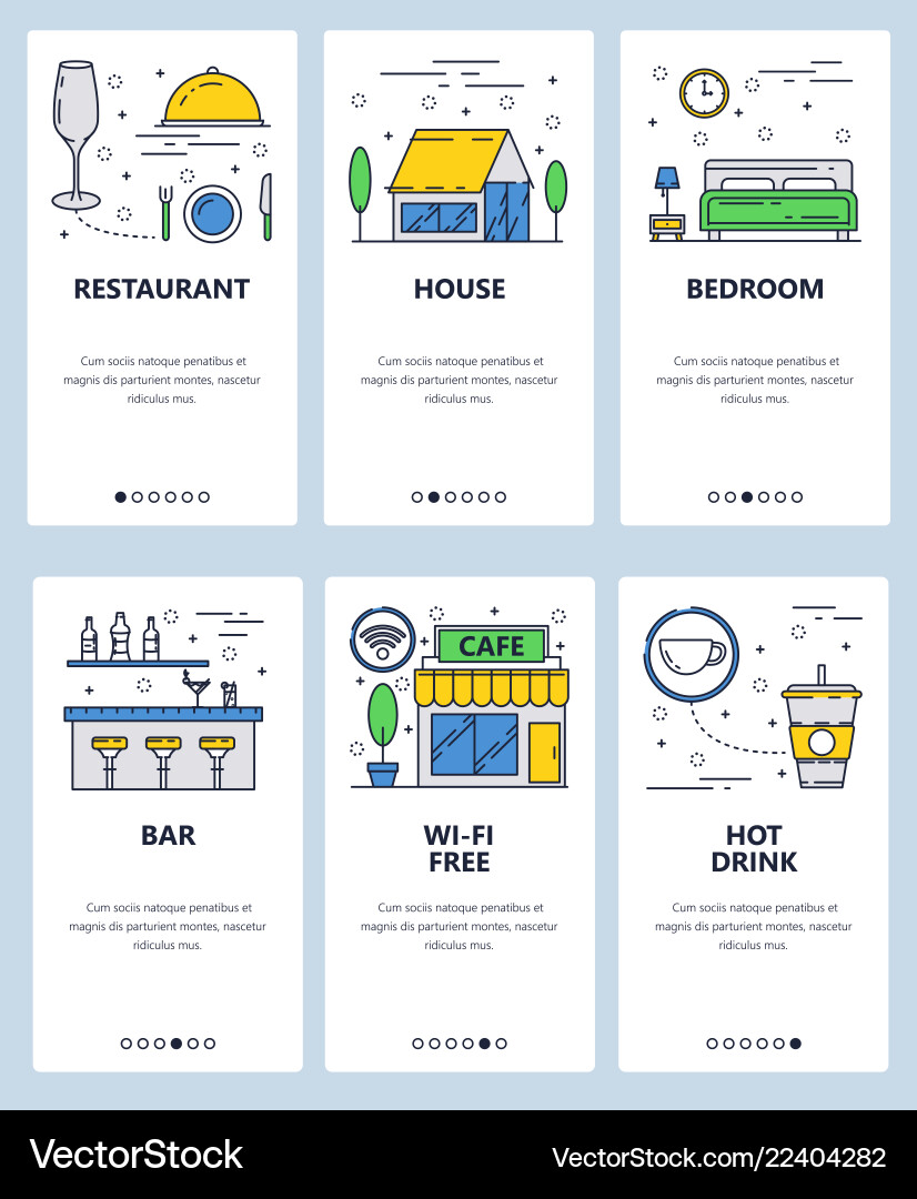 Line art web and mobile app template set vector image