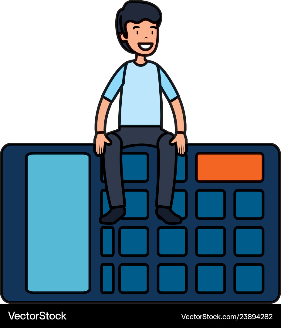 Man with calculator math Vector Image