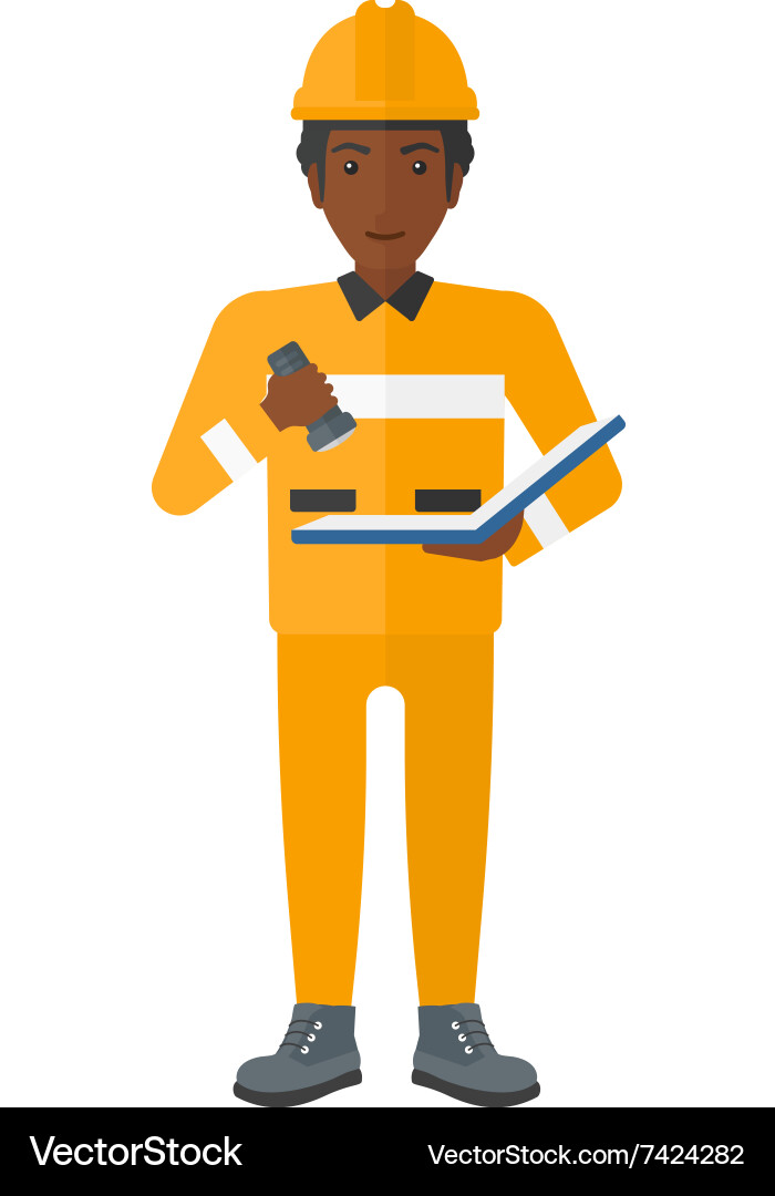 Miner checking documents vector image