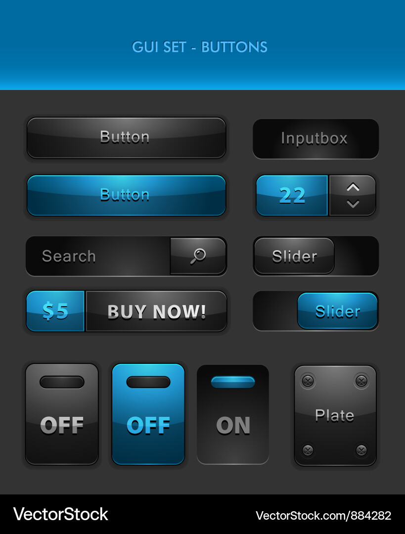 Modern Button UI Elements Vector Image