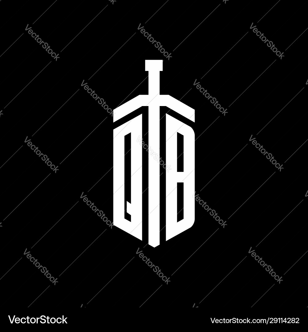 Qb logo monogram with sword element ribbon design Vector Image