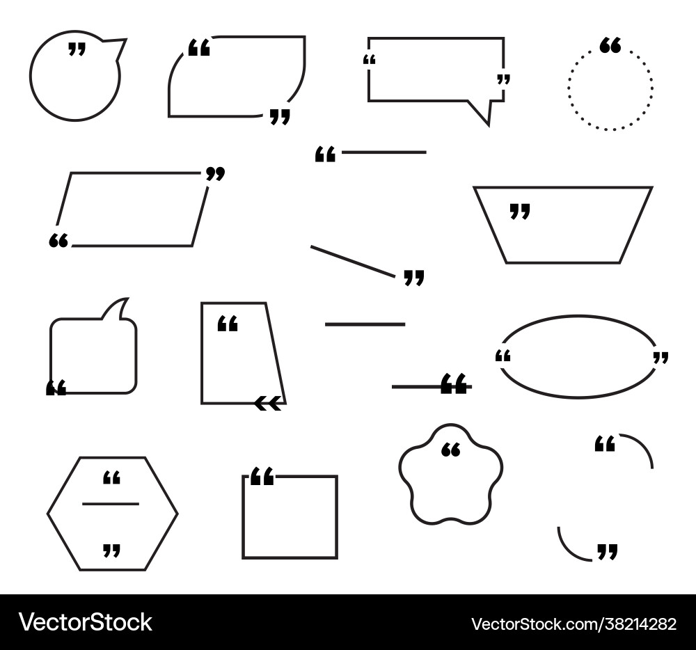 Quote bubble or box frame border icons Quote bubble or box frame border icons vector image