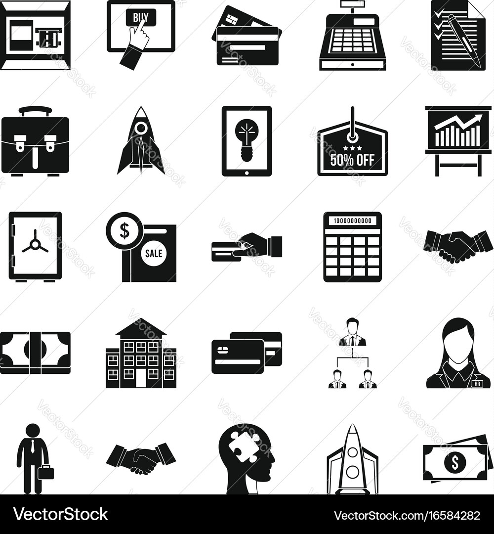 Seo development icons set simple style Vector Image