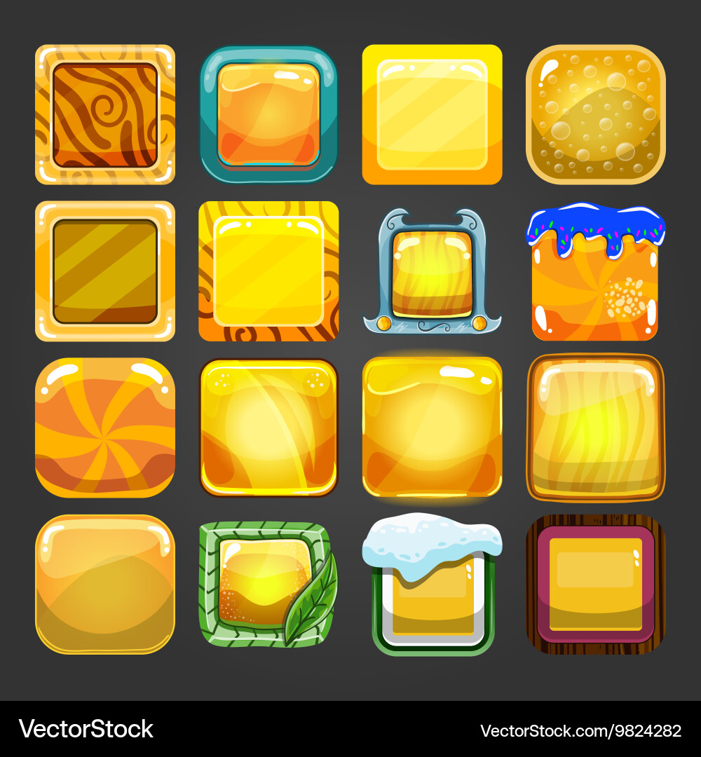 Set of different square buttons 4 vector image