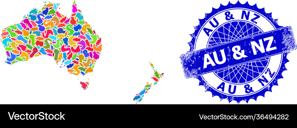 Splash collage australia and new zealand map Splash collage australia and new zealand map vector image
