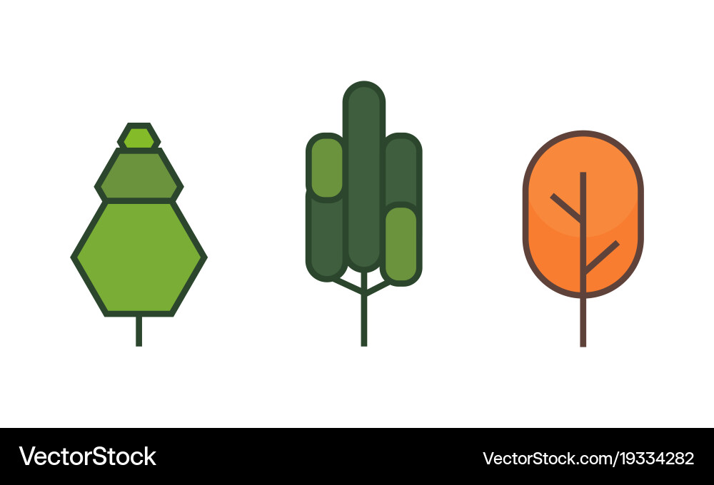Tree flat style on white background color Vector Image