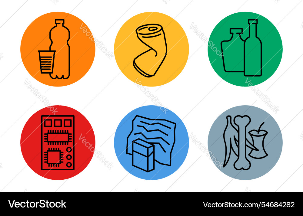Waste sorting with different garbage types Waste sorting with different garbage types vector image