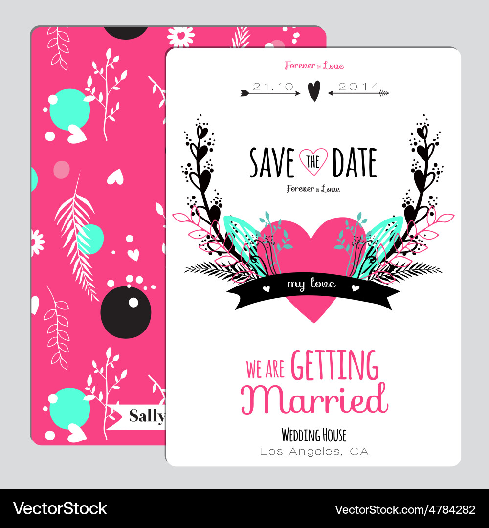 Wedding romantic floral save the date invitation Vector Image