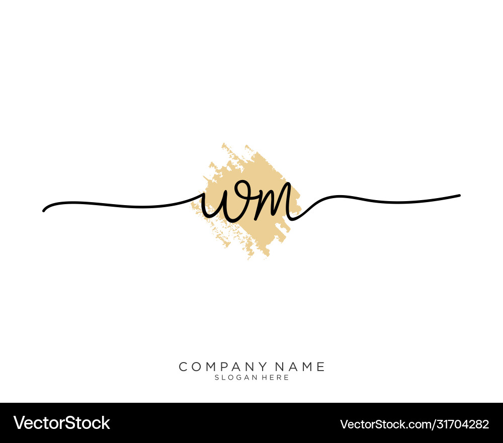 Wm initial handwriting logo design Vector Image