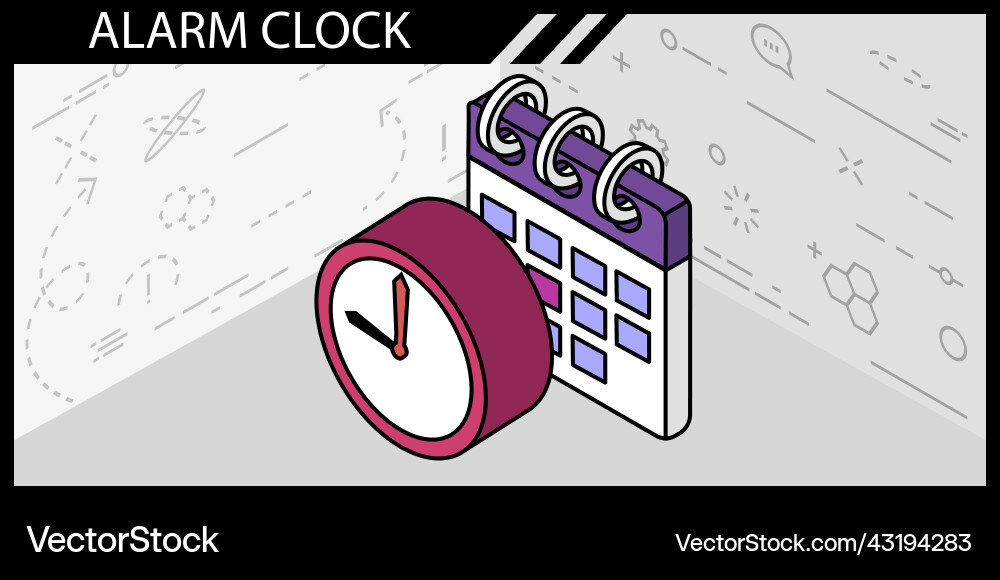 Alarm clock isometric design icon web 3d Alarm clock isometric design icon web 3d vector image