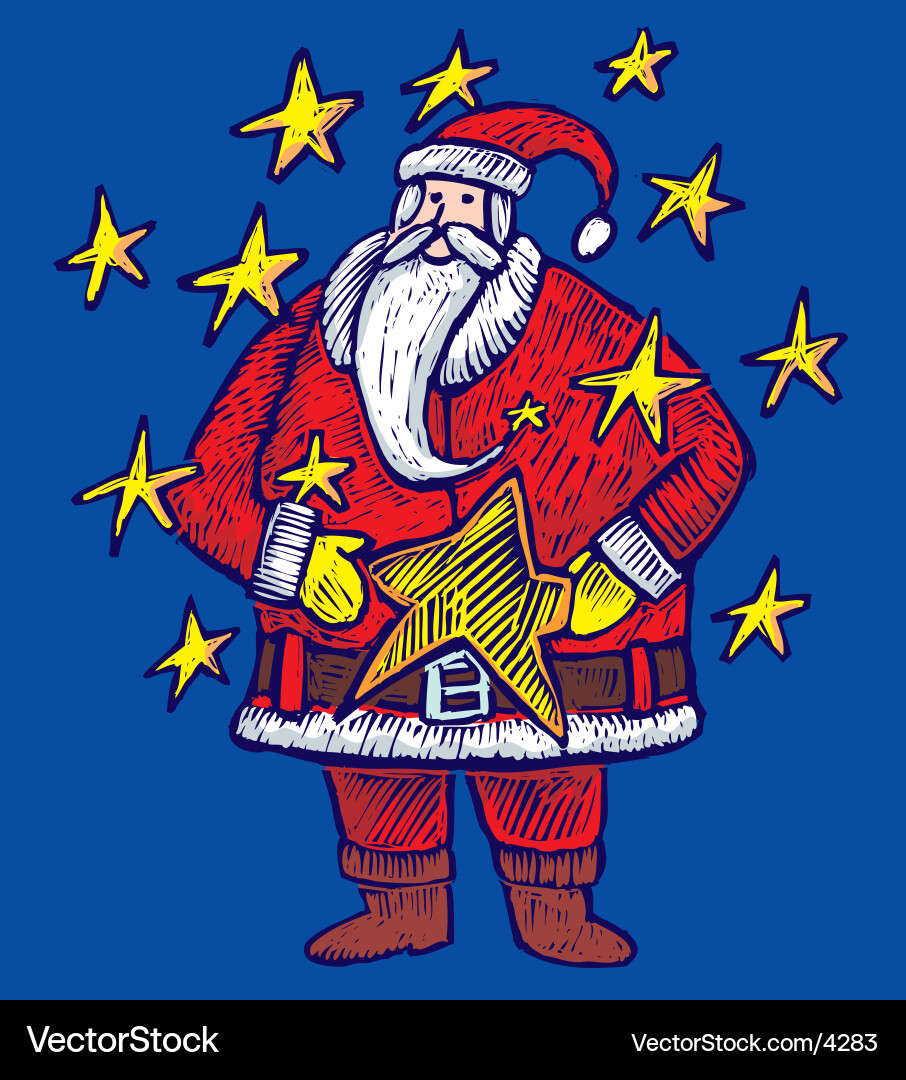 Christmas Santa with Stars Vector Image