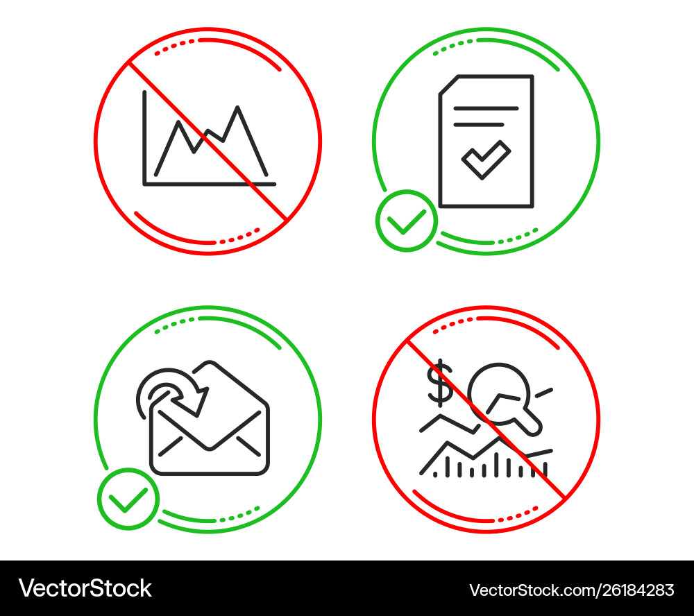 Diagram receive mail and checked file icons set Diagram receive mail and checked file icons set vector image
