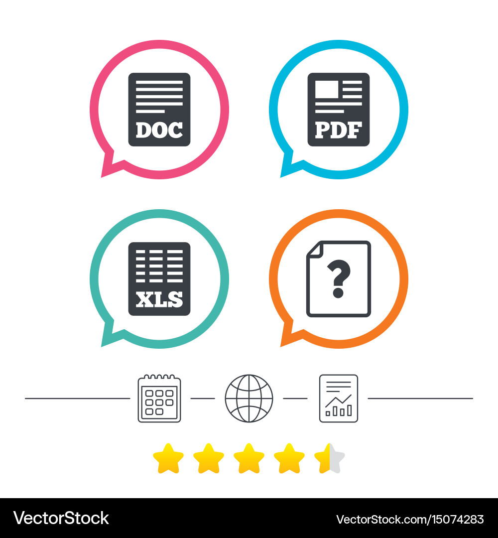 Document icons xls pdf file signs Vector Image
