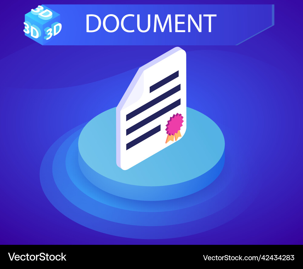 Document isometric design icon web 3d colorful vector image
