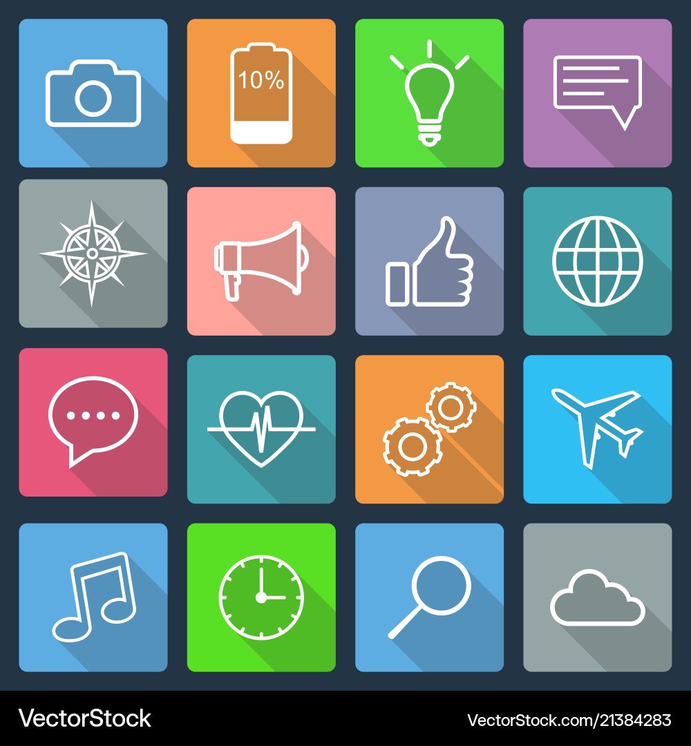 Flat App Icons - Mobile & Web vector image