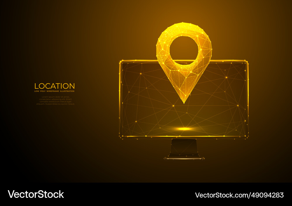Gps pin on computer monitor screen Gps pin on computer monitor screen vector image