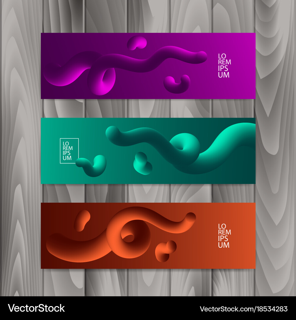 Horizontal banner set with abstract dynamic Vector Image