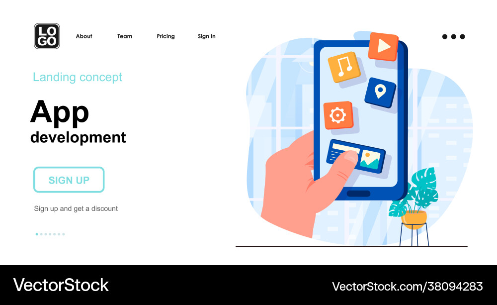 Mobile App Development Interface Vector Image