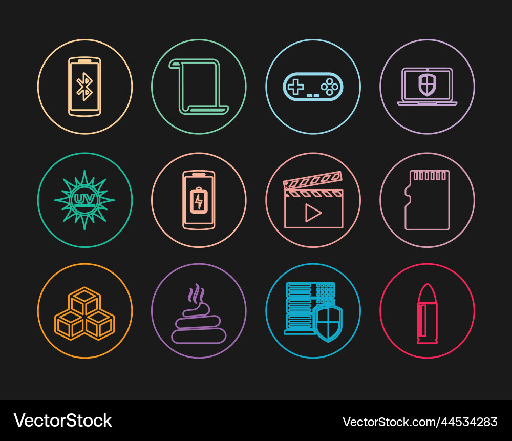 Set line bullet micro sd memory card gamepad Set line bullet micro sd memory card gamepad vector image
