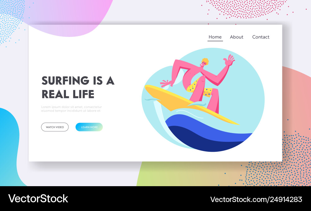 Surfing sport recreation young surfer riding sea Surfing sport recreation young surfer riding sea vector image