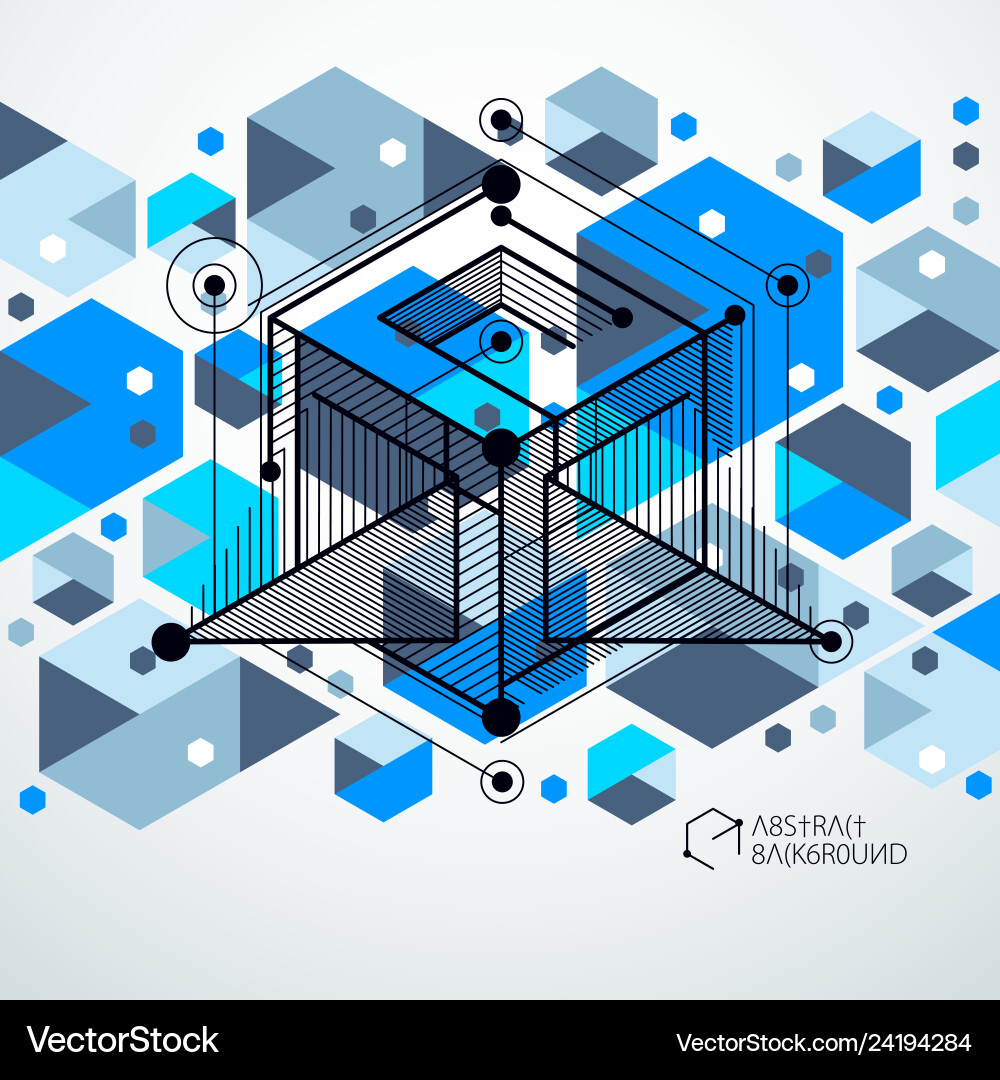 Abstract geometric 3d cube pattern and blue Abstract geometric 3d cube pattern and blue vector image