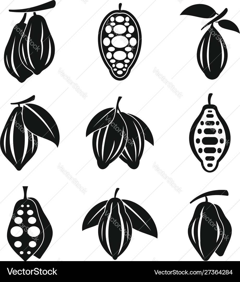 Cocoa icons set simple style Cocoa icons set simple style vector image