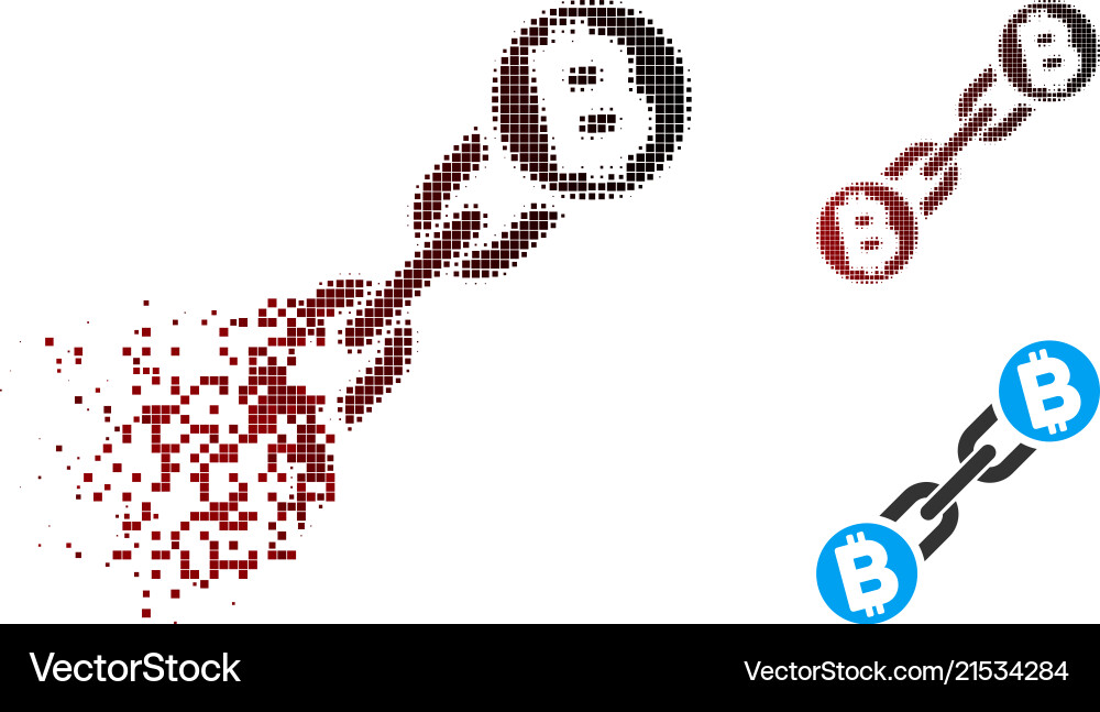 Dissolving pixel halftone bitcoin blockchain icon Dissolving pixel halftone bitcoin blockchain icon vector image