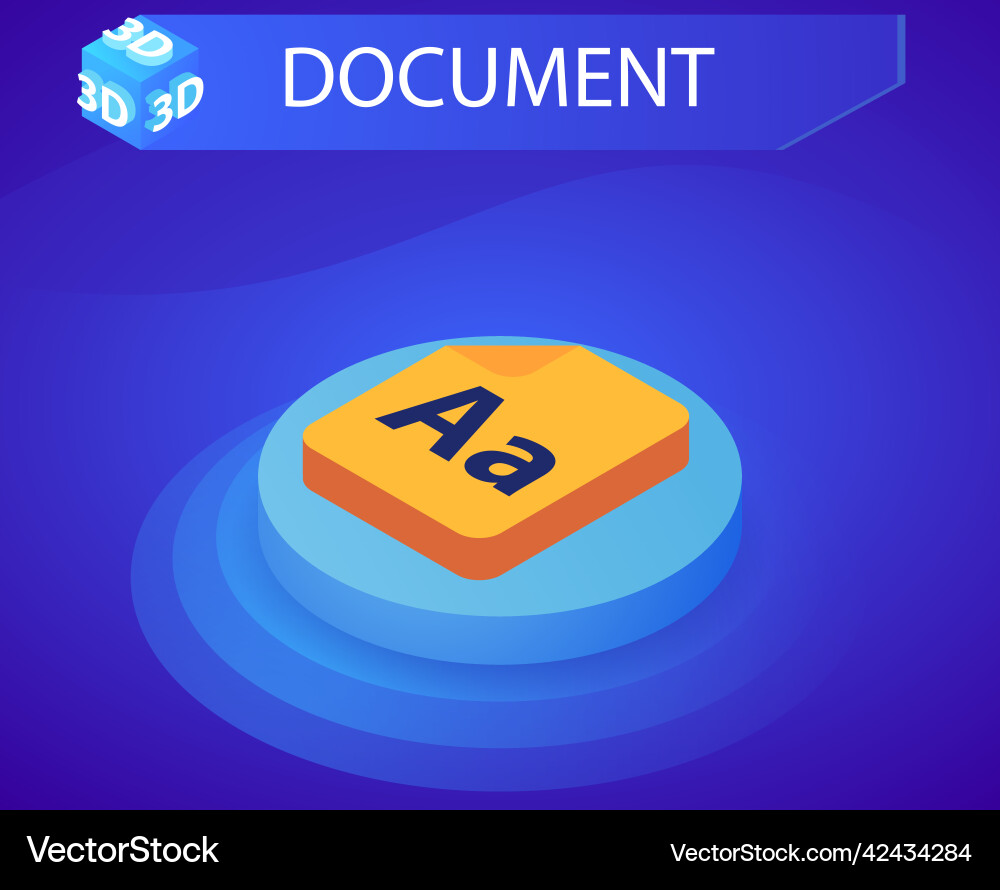 Document isometric design icon web 3d colorful Document isometric design icon web 3d colorful vector image
