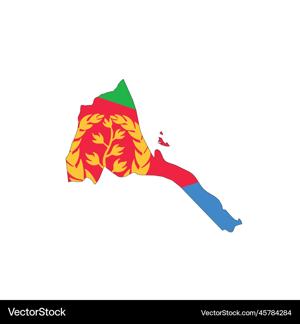 Eritrea national flag in a shape of country map Eritrea national flag in a shape of country map vector image