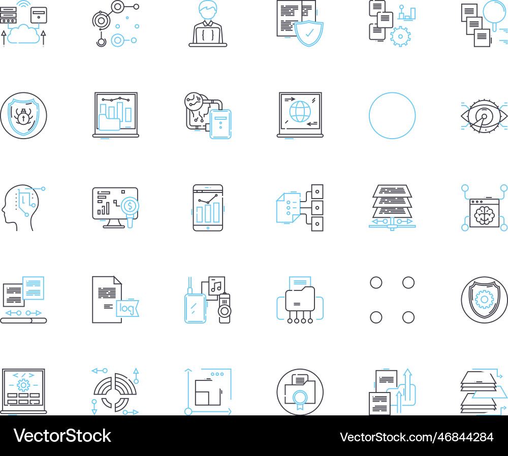 Extensive data linear icons set analytics Extensive data linear icons set analytics vector image