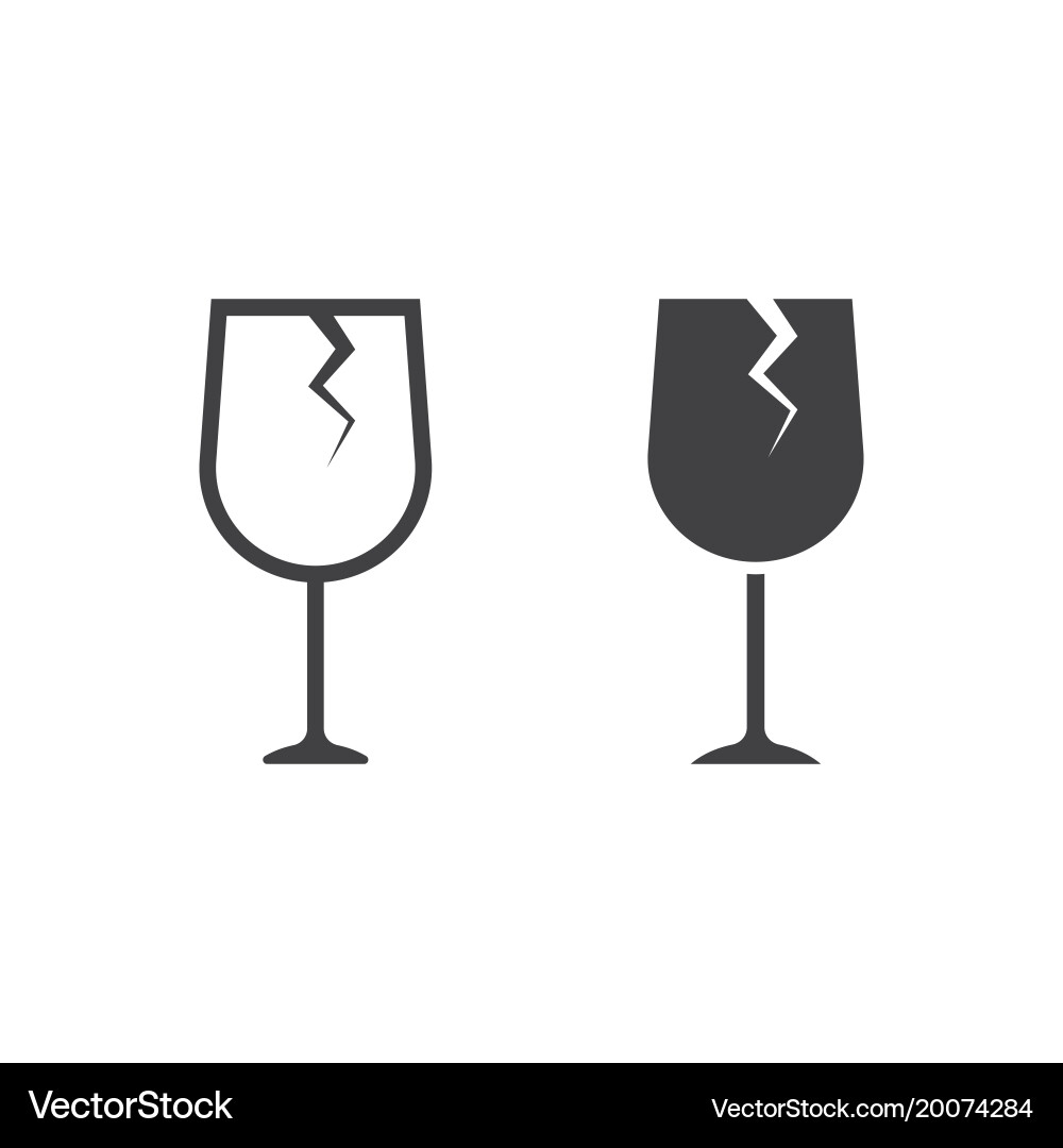 Fragile symbol line and glyph icon logistic Vector Image