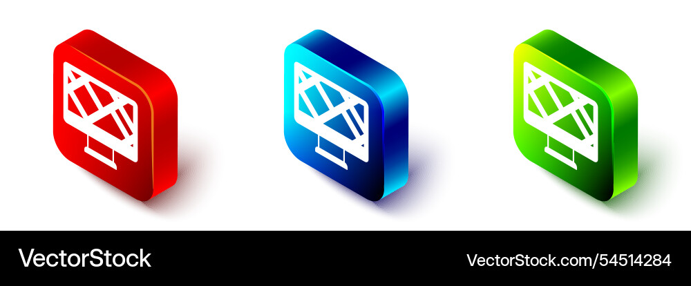 Isometric computer monitor and folded map Isometric computer monitor and folded map vector image