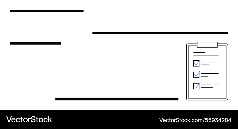Minimalist checklist with lines representing Vector Image