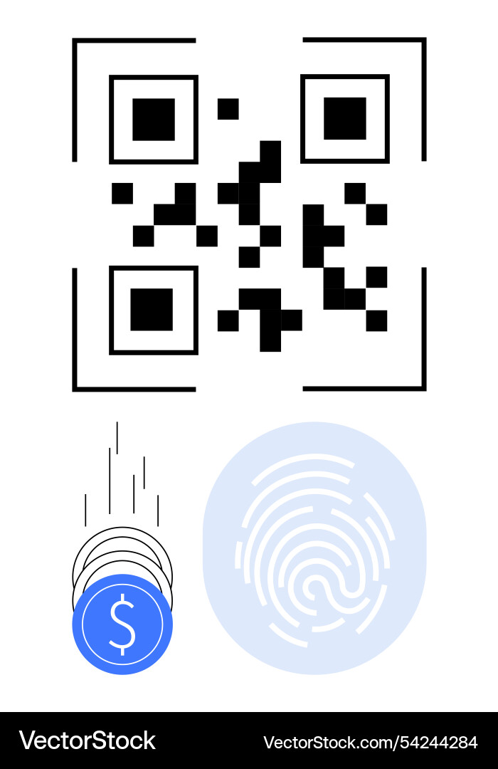 Qr code with digital payment and fingerprint Qr code with digital payment and fingerprint vector image