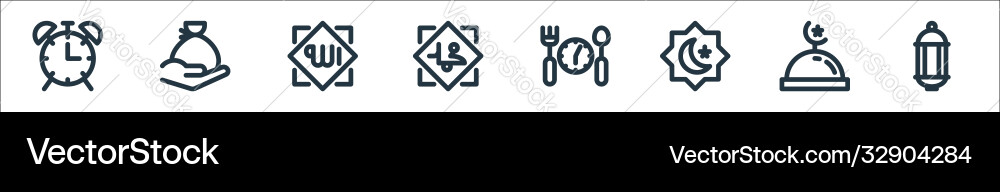 Ramadan kareem line icons linear set quality Vector Image