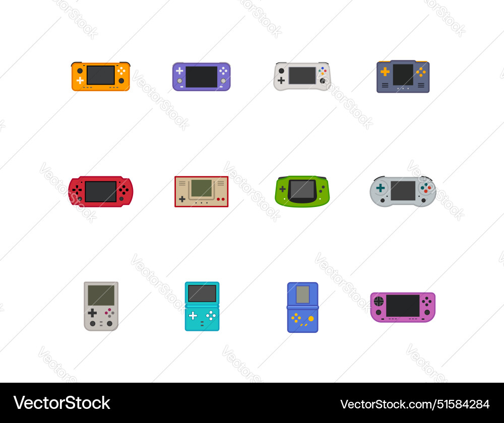 Retro Handheld Game Console Icons Vector Image