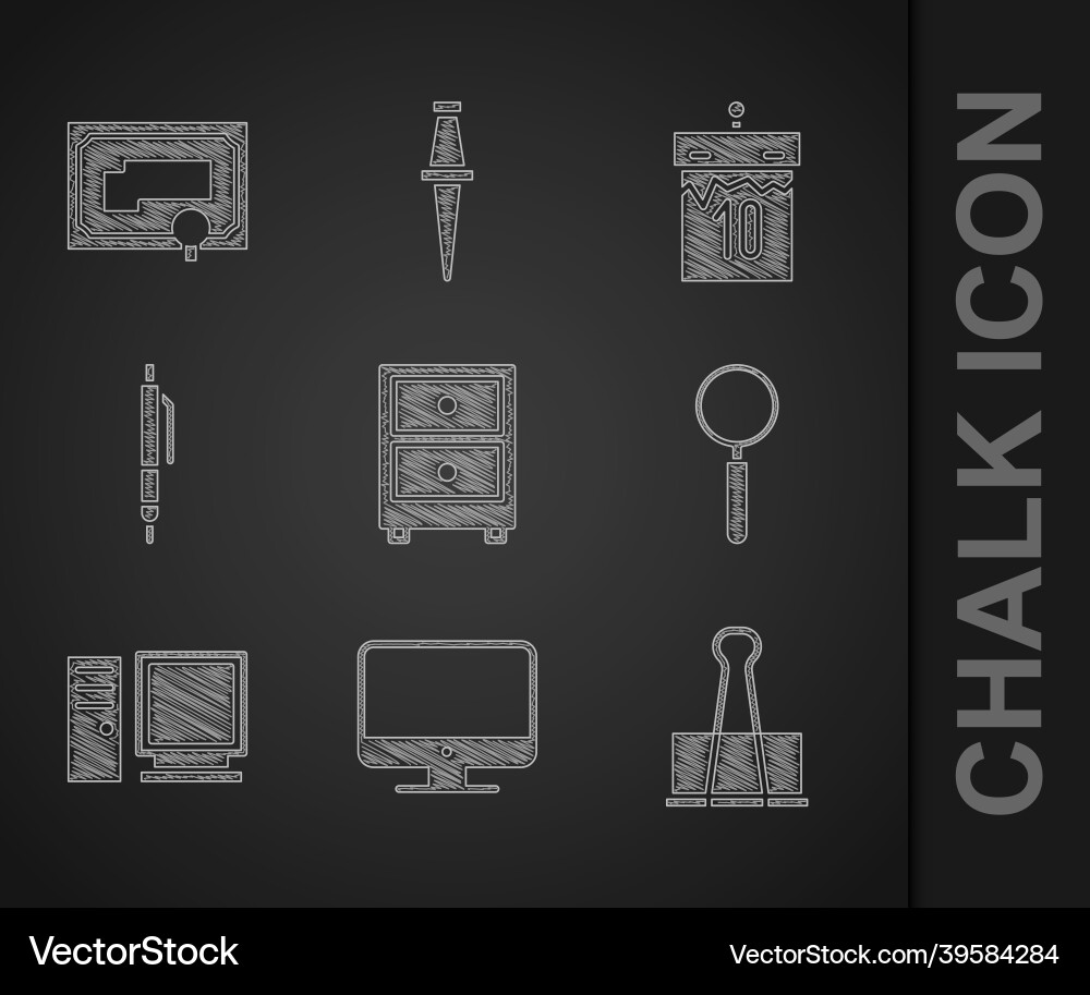 Set drawer with documents computer monitor screen Set drawer with documents computer monitor screen Vector Image