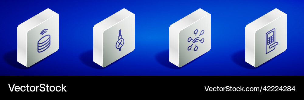 Set isometric line smart data server no audio Set isometric line smart data server no audio vector image