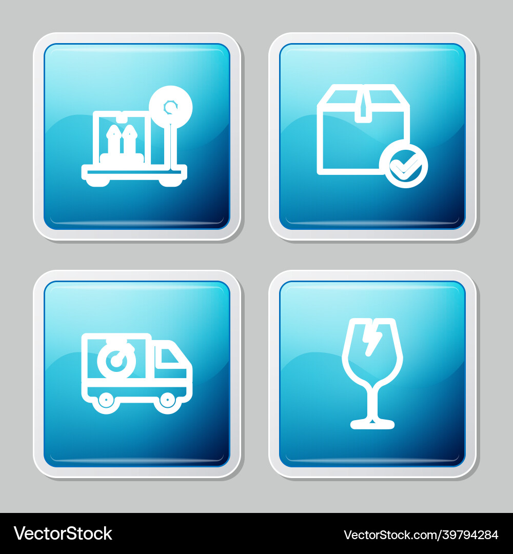Set line scale with cardboard box package check Set line scale with cardboard box package check vector image