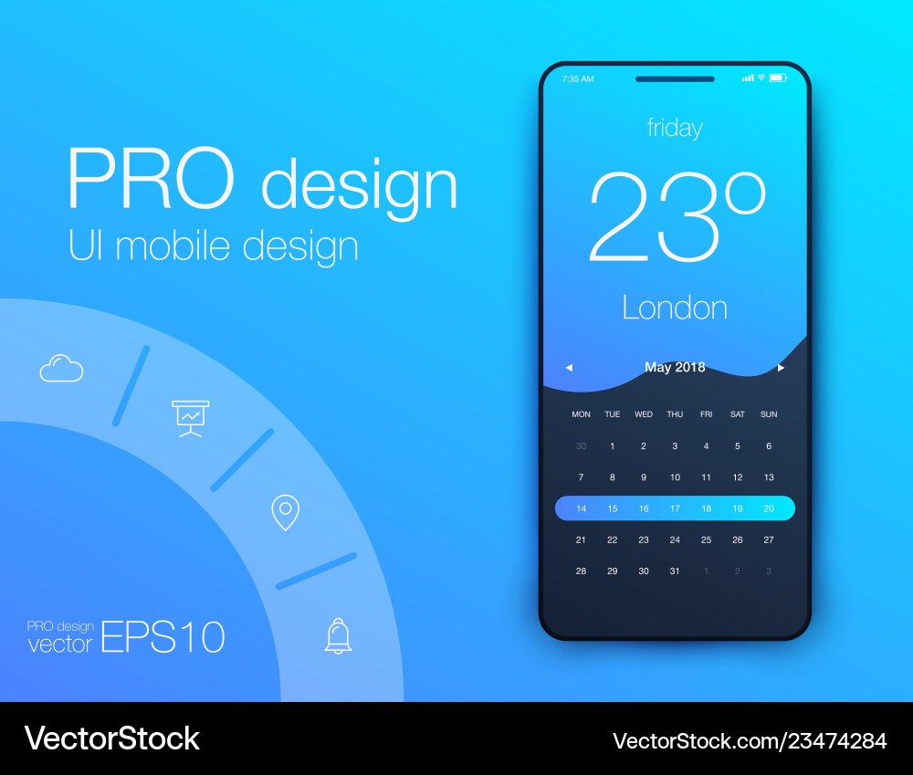 Weather forecast app ux ui design stock Weather forecast app ux ui design stock vector image