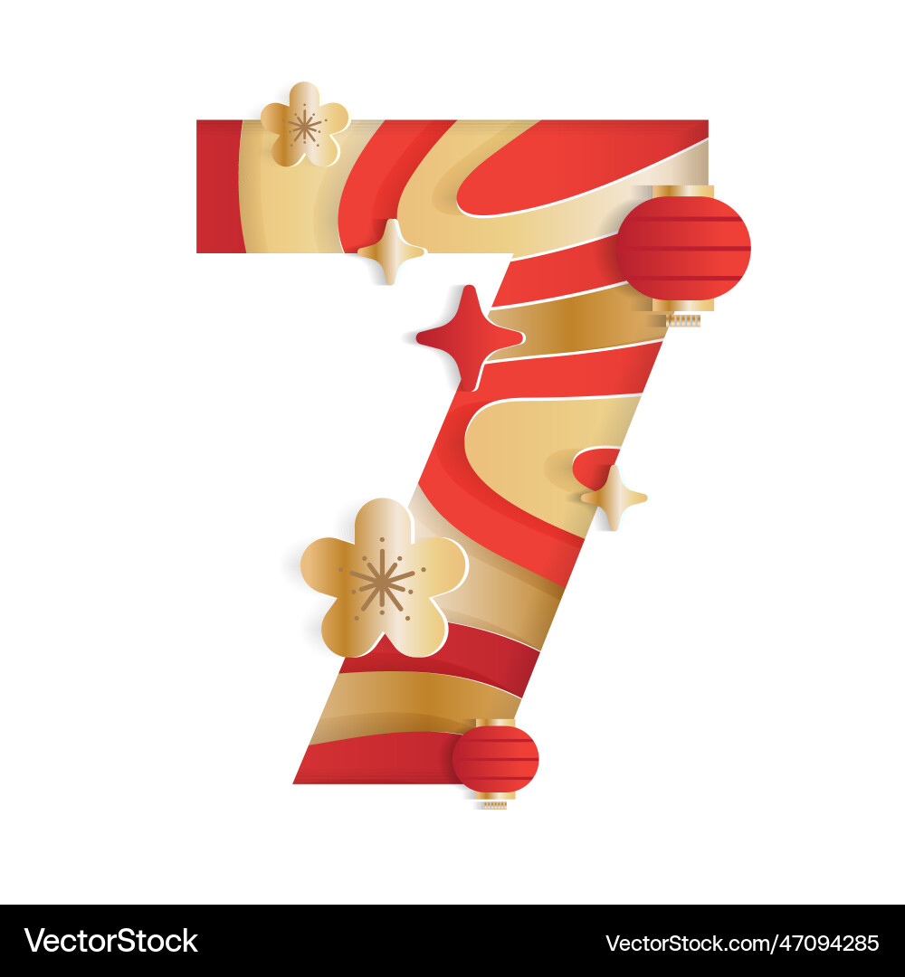 7 numeric number chinese new year concept Vector Image