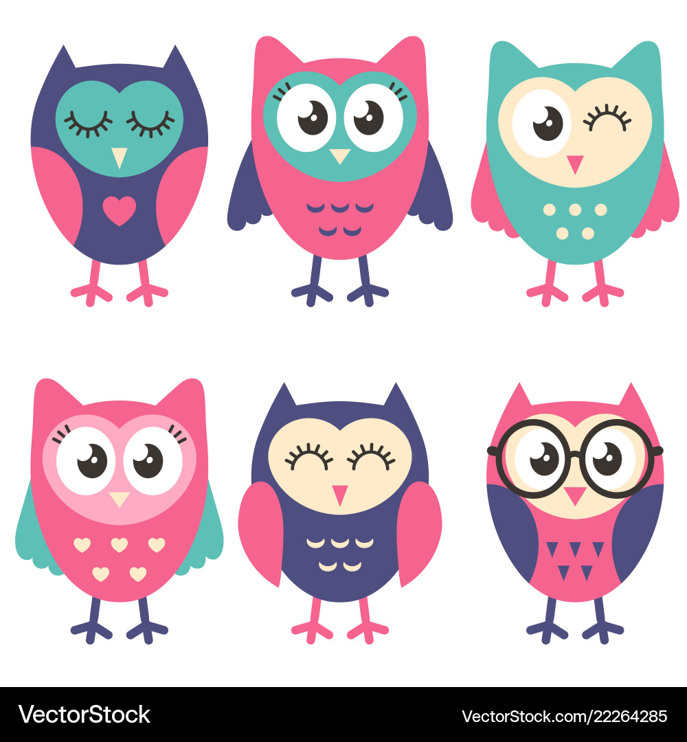 Adorable Owl Icons - Cute Wildlife Vector Image