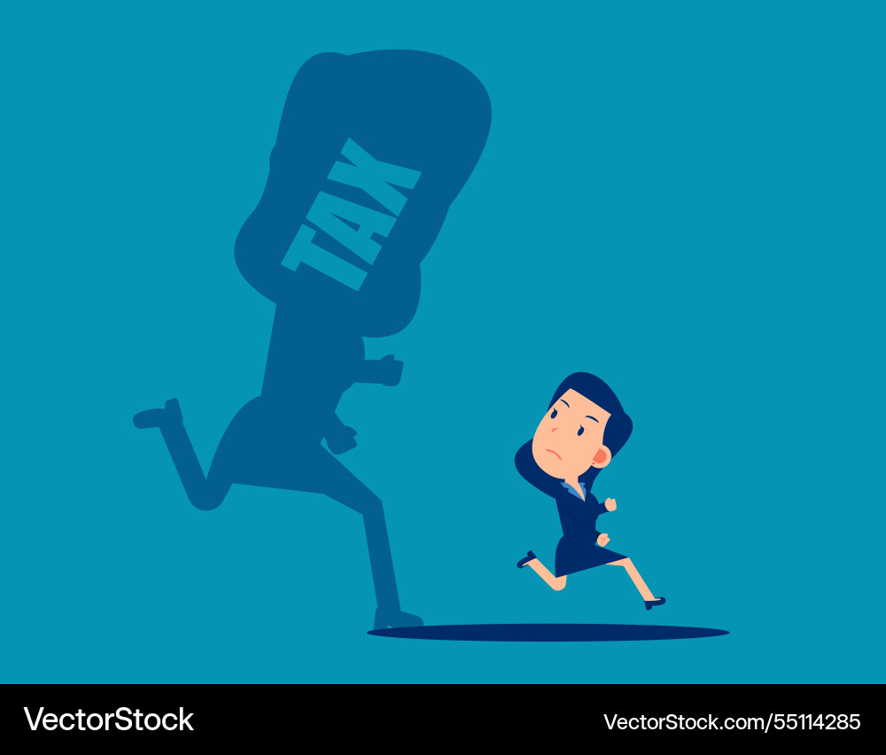 Businessman run away from tax shadow pay Businessman run away from tax shadow pay vector image